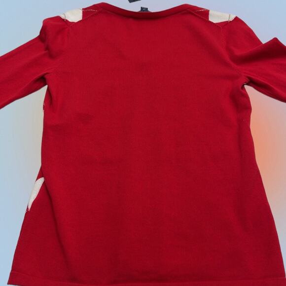 TOMMY HILFIGER Women’s Small Red White Argyle Sweater - Picture 4 of 5